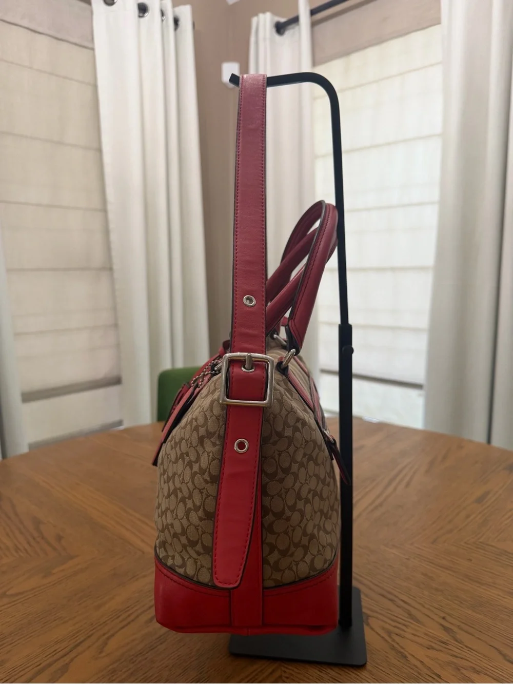 Coach Legacy Signature Canvas Satchel with Red Trim and Tassels